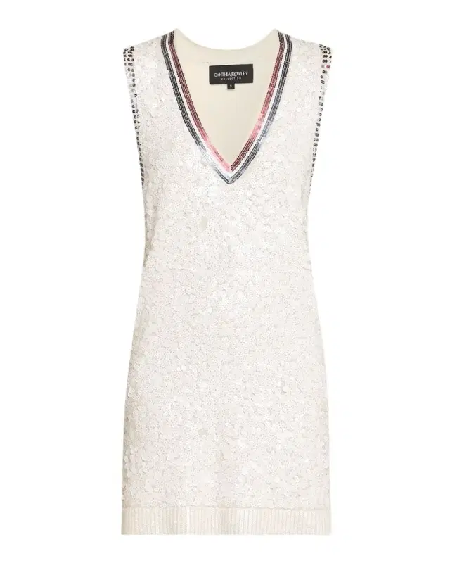 Cynthia Rowley Sleeveless Sequin Wool-Cashmere Knit Mini Dress