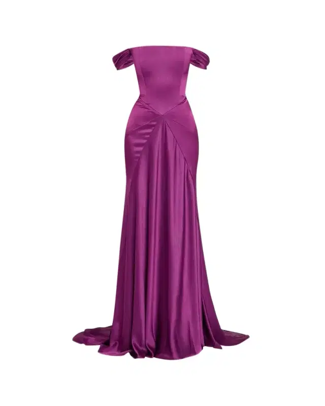 Alex Perry Off-The-Shoulder Paneled Satin Crepe Gown