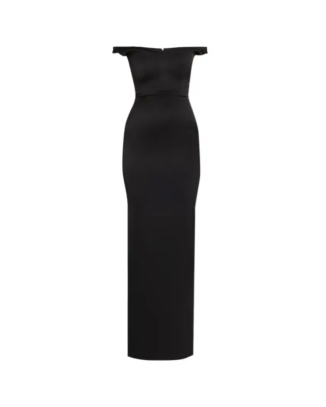 Alex Perry Off-The-Shoulder V-Neck Satin Crepe Gown