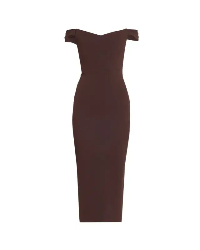 Alex Perry Off-Shoulder Dress in Stretch Crepe