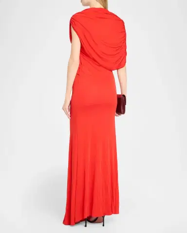 Alex Perry Off-Shoulder Cape Gown in Dry Jersey | Thumbnail 3 Alex Perry Off-Shoulder Cape Gown in Dry Jersey | Thumbnail 3