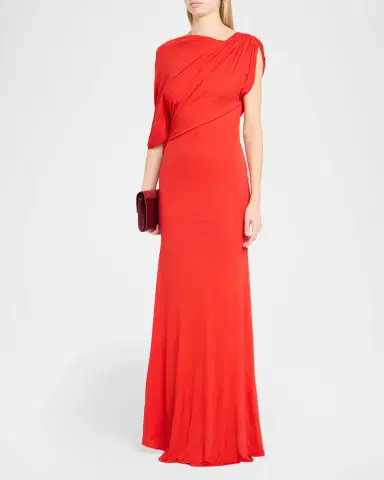 Alex Perry Off-Shoulder Cape Gown in Dry Jersey | Thumbnail 4 Alex Perry Off-Shoulder Cape Gown in Dry Jersey | Thumbnail 4