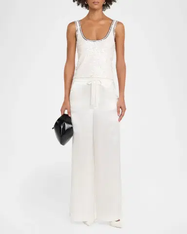 CYNTHIA ROWLEY Cropped Sequin Tank Top | Thumbnail 2