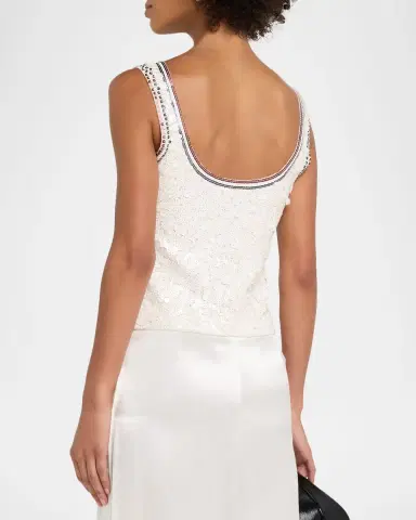 CYNTHIA ROWLEY Cropped Sequin Tank Top | Thumbnail 3