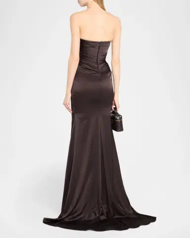 Alex Perry Strapless Drape Gown in Satin Crepe | Thumbnail 3 Alex Perry Strapless Drape Gown in Satin Crepe | Thumbnail 3