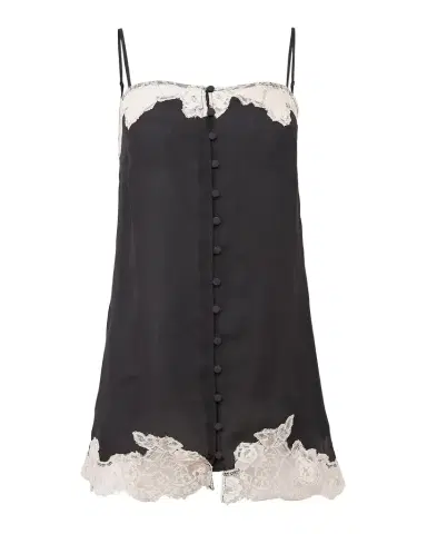 Fleur du Mal Lace Appliqué Silk Slip | Thumbnail 1 Fleur du Mal Lace Appliqué Silk Slip | Thumbnail 1