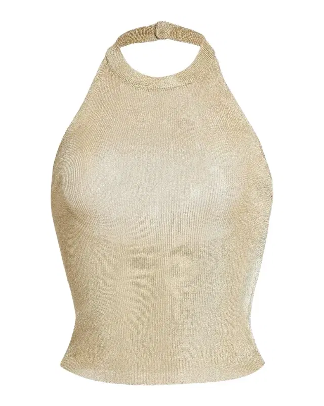 SEROYA Minnie Metallic Knit Halterneck Top