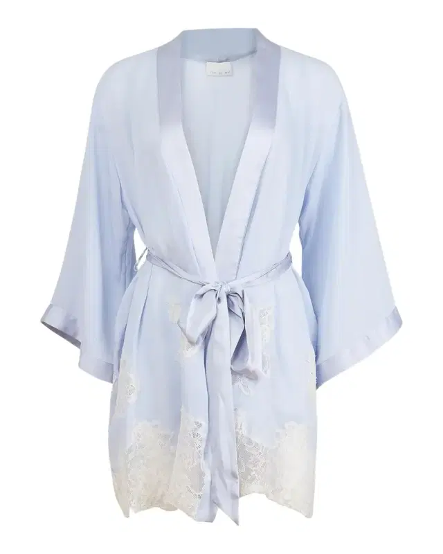 Fleur Du Mal Lace Appliqué Silk-Blend Robe