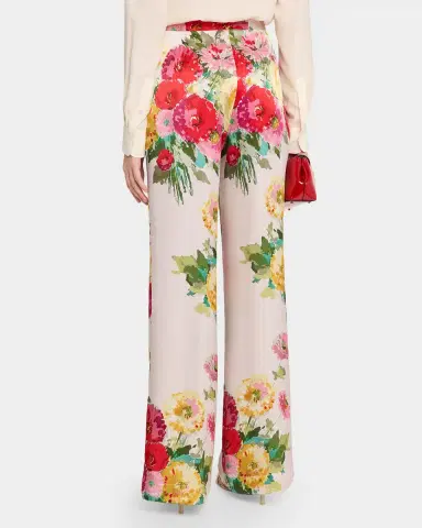 Libertine Pat Nixon Floral Silk Straight-Leg Pants | Thumbnail 3
