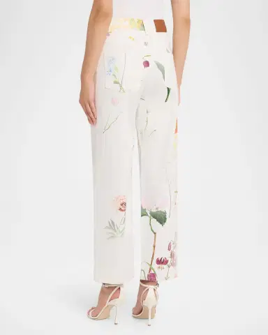 Oscar de la Renta Faded Mixed Botanical Straight-Leg Ankle Pants | Thumbnail 3 Oscar de la Renta Faded Mixed Botanical Straight-Leg Ankle Pants | Thumbnail 3