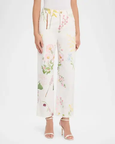 Oscar de la Renta Faded Mixed Botanical Straight-Leg Ankle Pants | Thumbnail 4 Oscar de la Renta Faded Mixed Botanical Straight-Leg Ankle Pants | Thumbnail 4