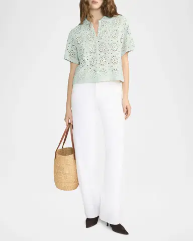 FRAME Crochet Cotton Boxy-Fit Top | Thumbnail 2 FRAME Crochet Cotton Boxy-Fit Top | Thumbnail 2