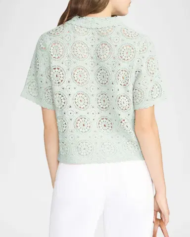 FRAME Crochet Cotton Boxy-Fit Top | Thumbnail 3 FRAME Crochet Cotton Boxy-Fit Top | Thumbnail 3