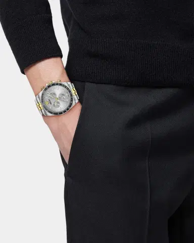 Versace Men's Greca Chrono Wave Two-Tone Stainless-Steel Bracelet Watch/43MM | Thumbnail 2 Versace Men's Greca Chrono Wave Two-Tone Stainless-Steel Bracelet Watch/43MM | Thumbnail 2