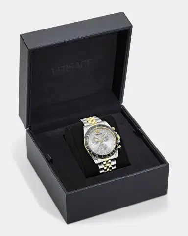 Versace Men's Greca Chrono Wave Two-Tone Stainless-Steel Bracelet Watch/43MM | Thumbnail 4 Versace Men's Greca Chrono Wave Two-Tone Stainless-Steel Bracelet Watch/43MM | Thumbnail 4