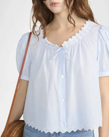 Frame The Serene Striped Cotton Top | Thumbnail 4 Frame The Serene Striped Cotton Top | Thumbnail 4