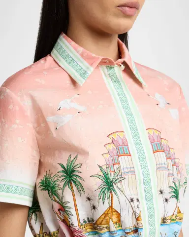 Casablanca Ethereal Cotton Cropped Short-Sleeve Shirt | Thumbnail 5