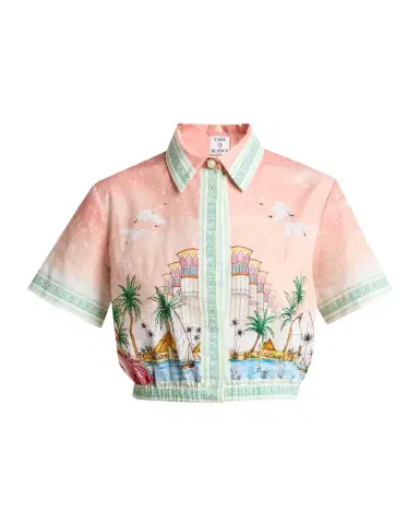 Casablanca Ethereal Cotton Cropped Short-Sleeve Shirt | Thumbnail 1