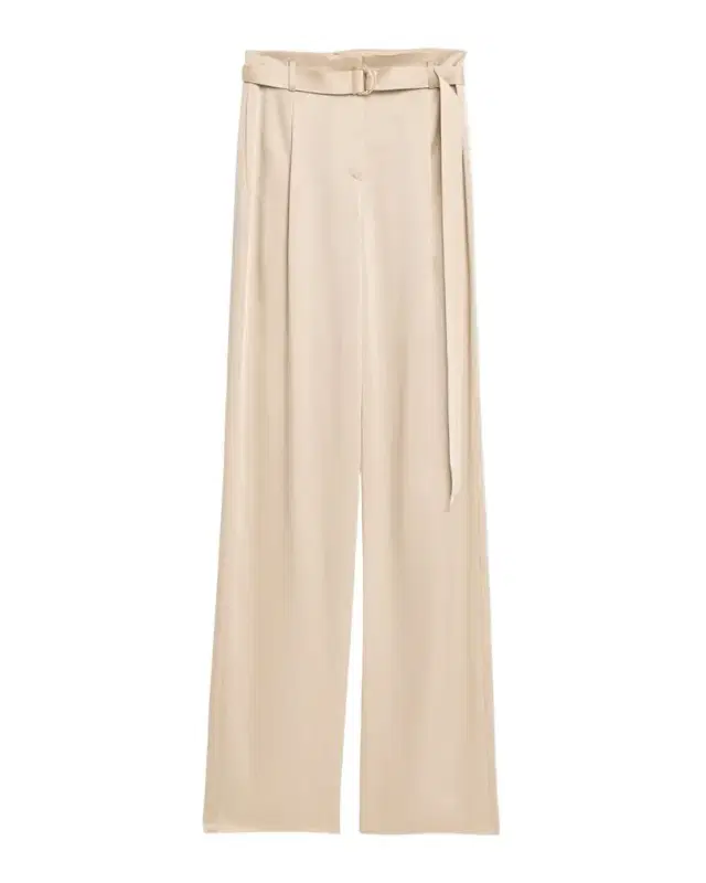 LAPOINTE Satin Straight-Leg Belted Pants