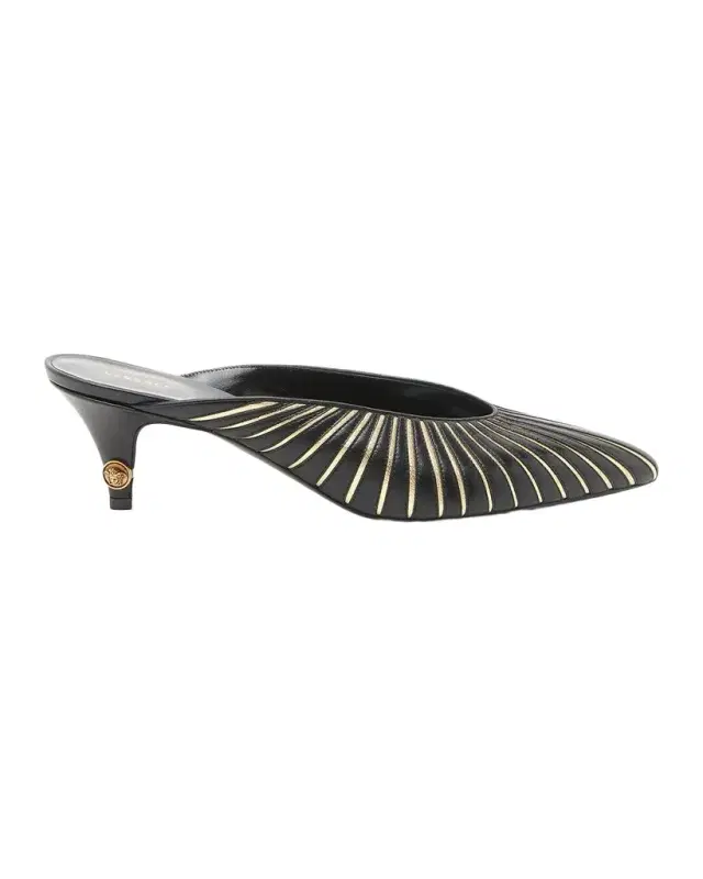 Versace 55MM Metallic Striped Leather Mules