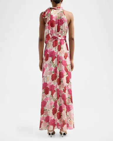 SACHIN BABI Diana Floral Crinkle Georgette Tieneck Gown | Thumbnail 3