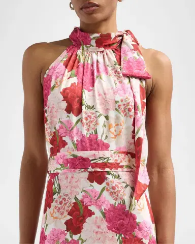 SACHIN BABI Diana Floral Crinkle Georgette Tieneck Gown | Thumbnail 5
