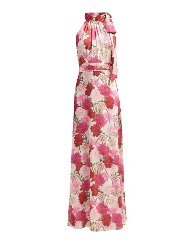 SACHIN BABI Diana Floral Crinkle Georgette Tieneck Gown