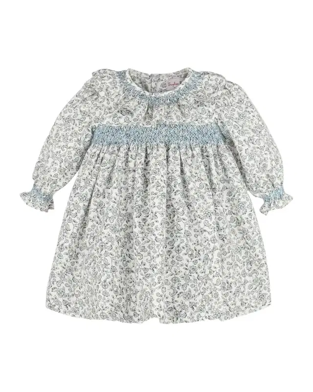 Luli & Me Baby Girl 's Floral Cotton Long-Sleeve Dress