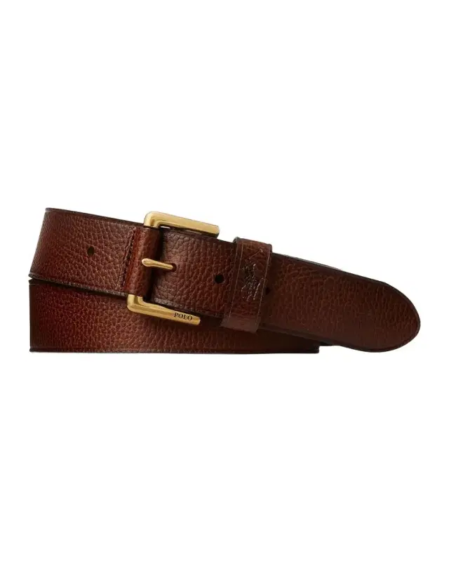 Polo Ralph Lauren Men's Gold-Tone Buckle Pebbled Leather Belt