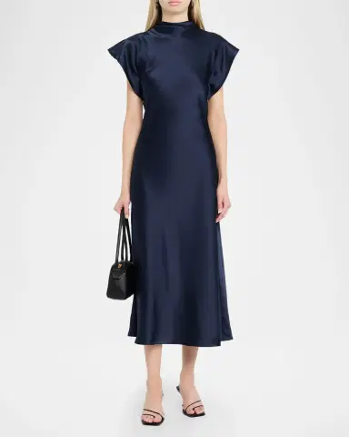 Tanya Taylor Adrien Satin Midi Dress | Thumbnail 2