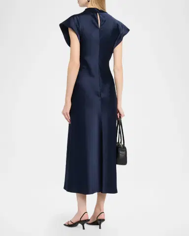 Tanya Taylor Adrien Satin Midi Dress | Thumbnail 3