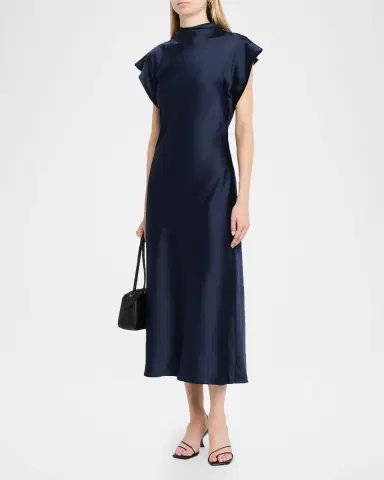 Tanya Taylor Adrien Satin Midi Dress | Thumbnail 4