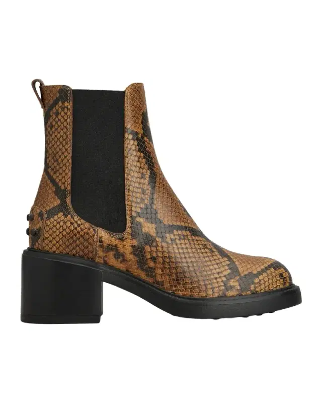 Tod's 60mm Snake-Printed Leather Chelsea Boots