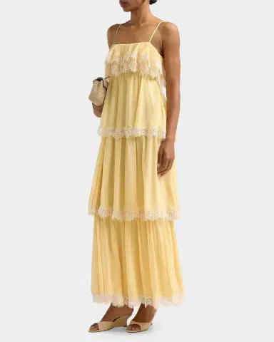 Hemant & Nandita Lace-Trim Tiered A-Line Maxi Dress | Thumbnail 4 Hemant & Nandita Lace-Trim Tiered A-Line Maxi Dress | Thumbnail 4