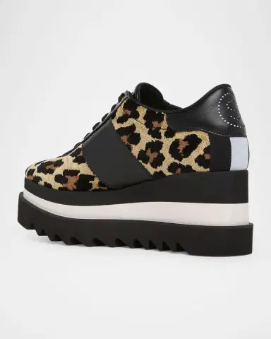 Stella McCartney Sneak-Elyse Ocelot Velvet Toothed-Sole Platform Sneakers | Thumbnail 4