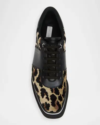 Stella McCartney Sneak-Elyse Ocelot Velvet Toothed-Sole Platform Sneakers | Thumbnail 6
