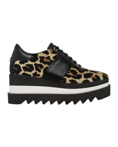 Stella McCartney Sneak-Elyse Ocelot Velvet Toothed-Sole Platform Sneakers | Thumbnail 1