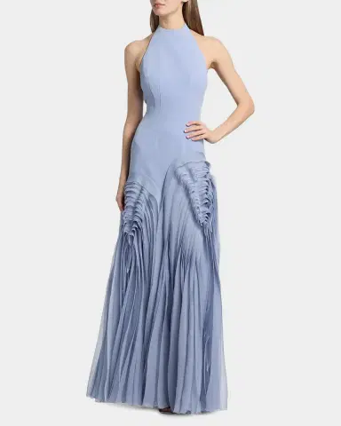 Amur Elani Pleated Halterneck Gown | Thumbnail 2