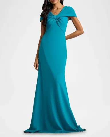 Tadashi Shoji Twist-Front Crepe Trumpet Gown | Thumbnail 2 Tadashi Shoji Twist-Front Crepe Trumpet Gown | Thumbnail 2