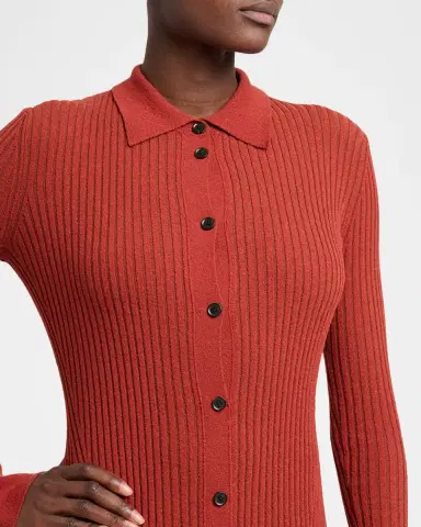 Proenza Schouler Rosario Wool Rib Drop-Waist Button-Front Midi Dress | Thumbnail 5 Proenza Schouler Rosario Wool Rib Drop-Waist Button-Front Midi Dress | Thumbnail 5
