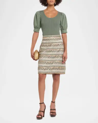 Elie Tahari The Kaeta Mixed Media Puff-Sleeve Sweater | Thumbnail 2