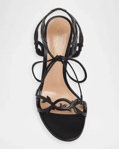 Gianvito Rossi 95mm Cutout Leather Ankle-Tie Sandals | Thumbnail 4