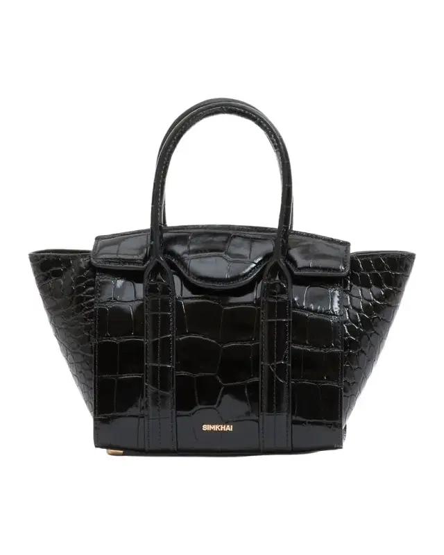 Nicola Mini Croc-Embossed Leather Tote Bag