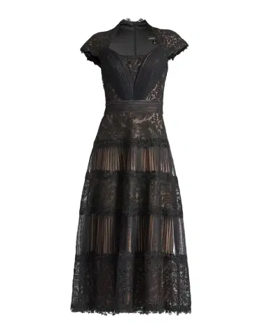 Tadashi Shoji Pleated Mesh & Textured Lace Midi Dress | Thumbnail 1