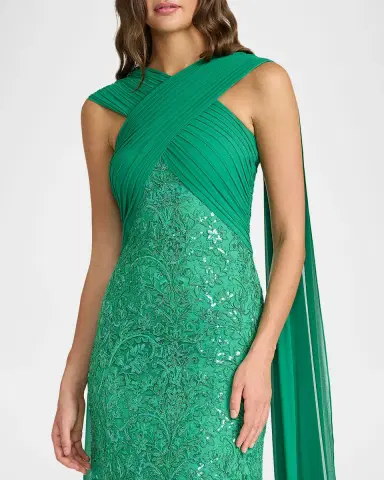 Tadashi Shoji Albioin Sequined Crisscross Sash Gown | Thumbnail 4 Tadashi Shoji Albioin Sequined Crisscross Sash Gown | Thumbnail 4