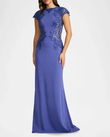 Tadashi Shoji Embroidered Cape-Sleeve Crepe Gown | Thumbnail 2 Tadashi Shoji Embroidered Cape-Sleeve Crepe Gown | Thumbnail 2
