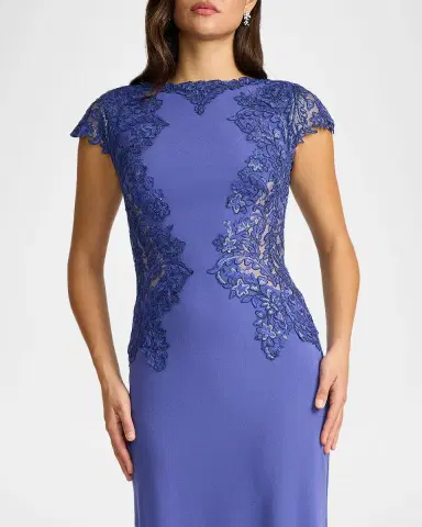 Tadashi Shoji Embroidered Cape-Sleeve Crepe Gown | Thumbnail 3 Tadashi Shoji Embroidered Cape-Sleeve Crepe Gown | Thumbnail 3