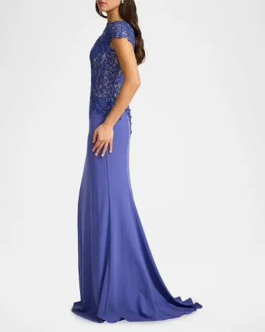 Tadashi Shoji Embroidered Cape-Sleeve Crepe Gown | Thumbnail 4 Tadashi Shoji Embroidered Cape-Sleeve Crepe Gown | Thumbnail 4