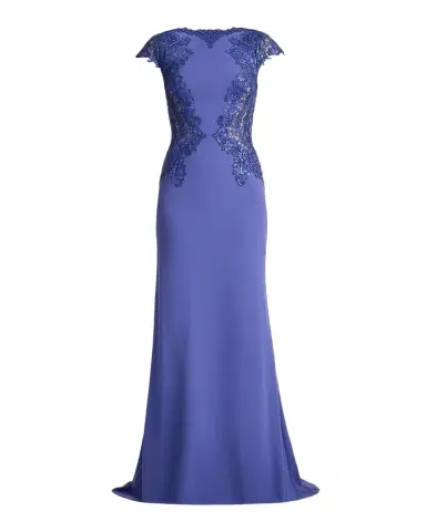 Tadashi Shoji Embroidered Cape-Sleeve Crepe Gown | Thumbnail 1 Tadashi Shoji Embroidered Cape-Sleeve Crepe Gown | Thumbnail 1