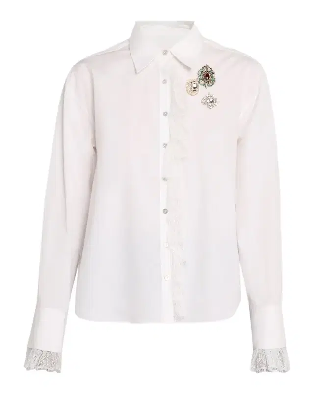 Cinq a Sept Solana Rococo Brooch Button-Front Shirt
